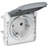 Legrand Plexo Серый Мех Розетка с/з с крышкой, винтовой зажим IP55