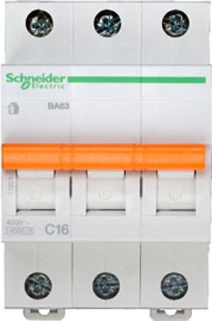 Schneider Electric Домовой ВА63 Автоматический выключатель 3P 16A (C) 4.5kA