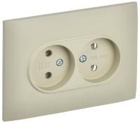 IEK SKANDY Бежевый Розетка 2-ая б/з 10А в сборе SK-R10B