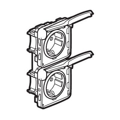 Legrand Plexo Серый Розетка 2-ая с/з с крышкой 2К+З нем.ст. верт. 16А 250В IP55