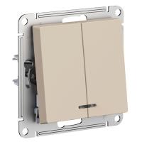 SE AtlasDesign Песочный Выключатель 2-клавишный с подсветкой, сх.5а, 10АХ, мех.