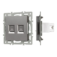 Arlight Механизм компьютерной розетки двойной SCT-MPC2-PL-GR (RJ-45, CAT6) (-)