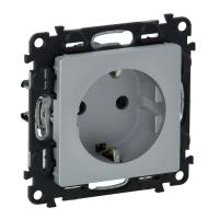 Legrand Valena LIFE DIY Алюм Розетка 1-ая с/з, безвинт.зажим