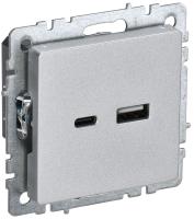 IEK BRITE Роз. USB A+C 18Вт РЮ11-1-БрА алюм.