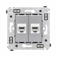 DKC Avanti Компьютерная розетка RJ-45 без шторки в стену, кат.6 двойная, Закаленная сталь