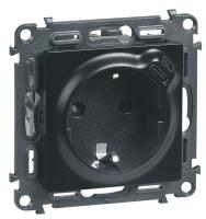 Legrand Valena LIFE. Розетка комбинированная 2К+З 16А ~250В со встроенным зарядным устройством USB C 1.5А 5В. С лицевой панелью. Антрацит.