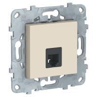 SE Unica New Беж Розетка телефонная, RJ11, одиночная 4 контакта