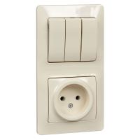 SE Glossa Беж Блок: розетка и 3-кл. выключатель