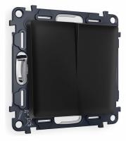 Комплект механизма 2-клавишного проходного выключателя ALFA MA803020 Черный матовый QUANT