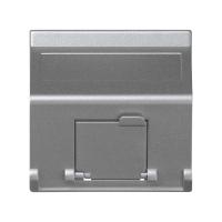 Simon Connect Алюминий Адаптер наклонный со шторкой на 1 модуль MD (RJ45, оптоволокно), 45х45мм