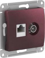 SE Glossa Баклажановый Розетка двойная TV + компьютерная RJ45, кат. 5Е