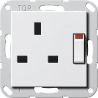 Gira Розетка "Британский стандарт с затвором (shutter) и символом