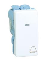 Simon 27 Мех Белая Кнопка клавишная "звонок" с подсветкой узкая, 10А 250В