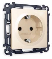 Комплект механизма электрической розетки ALFA MA306010 Бежевый глянец с заземлением на винтовых зажимах 2P+E 16A-250V QUANT