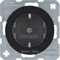 Berker R.1 Черный Розетка с/з с защитными шторками