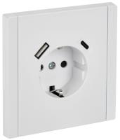 IEK FORTE&PIANO Белый Розетка с/з со шт винтовое крепление 16А USB A+C 18Вт FP247
