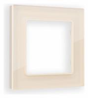 Рамка ALFA Platos (Бежевый Стекло закаленное натуральное) 1-ая AF380301