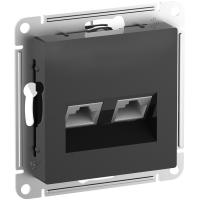 SE AtlasDesign Карбон Розетка двойная комп RJ45+RJ45, кат.6А, механизм