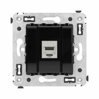 DKC Avanti Компьютерная розетка RJ-45 без шторки в стену, кат.6 одинарная экранированная, Черный квадрат