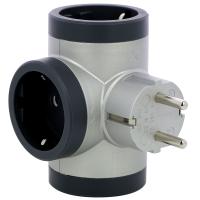 Legrand Revolution Стандарт Алюминиево-черный Тройник 3х2К+З