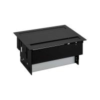 Simon 400 Двухсторонний врезной x8 розеточный блок, планка, 6x2P+E, 4xRJ45, черный,