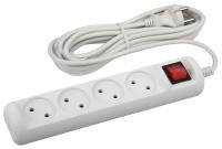 ЭРА Удлинитель электрический U-4s-5m-2x1 без заземления c выключателем 4 розетки 5 м ПВС 2x1мм2 10А ЭРА Удлинитель электрический U-4s-5m-2x1 без заземления c выключателем 4 розетки 5 м ПВС 2x1мм2 10А