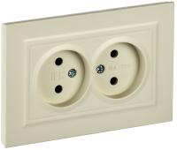IEK BRITE Беж Розетка 2-я без з/к/ш 10А в сборе РС12-2-БрКр
