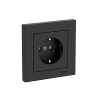 Systeme Electric AtlasDesign Карбон Розетка с заземлением со шторками, 16А, в сборе, быстрозажим. клем.