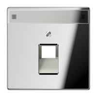 JUNG LS 990 Блестящий хром Накладка 1-ой наклонной ТЛФ/комп розетки с полем для надписи