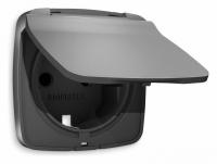 Лицевая панель OMEGA (Антрацит серый) для электрической розетки с заземлением со шторками и крышкой IP44 QUANT OP6580