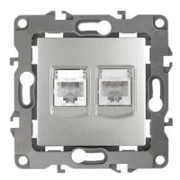 ЭРА 12-3109-03 Алюминий Розетка комбинированная RJ45+RJ11, IP20, 12