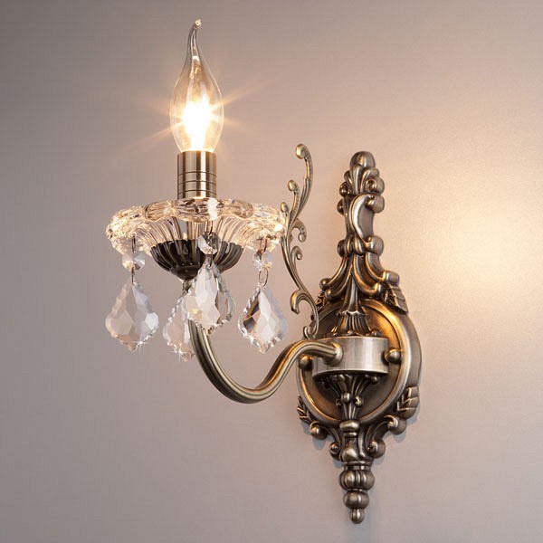 Бра с хрусталем 3281/1 античная бронза Eurosvet Elisha