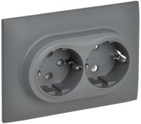 IEK SKANDY Серый Розетка 2-ая с/з без защитных шторок 16А в сборе SK-R08Gr