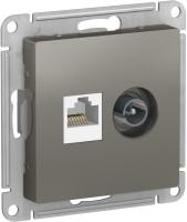 SE AtlasDesign Сталь Розетка двойная комп+ТВ, RJ45+TV, кат.5E, механизм