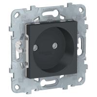 SE Unica New Антрацит Розетка б/з со шторками, винт. зажим, 16 А