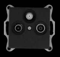 Jasmart Розетка TV+FM+SAT Φ9.5mm проходная с накладкой, цвет Антрацит