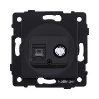 Розетка двойная спутниковая SAT + RJ45 Cat.6, черный матовый Kollinger REA-014BM для Aspekt, Eleganz, Reflex
