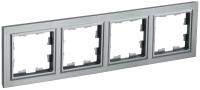 IEK BRITE Рамка 4-мест. РУ-4-БрС сталь