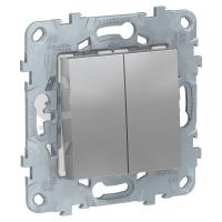 SE Unica New Алюминий Переключатель 2-клавишный, перекрестный, 2 x сх. 7, 10 AX, 250В