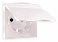 Лицевая панель ALFA (Жемчуг) для электрической розетки с заземлением со шторками и крышкой IP44 QUANT AP2080