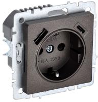 IEK BRITE Роз. с з/к/ш 16А с USB A+C 18Вт РЮш11-1-БрТБ бр.