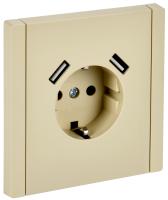 IEK FORTE&PIANO Ваниль Розетка с/з со шт винтовое крепление 16А USB A+A 3,1А FP445