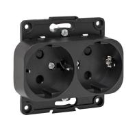 EKF PROxima Стокгольм Черный Розетка 2-ая с/з, со шторками, 16А