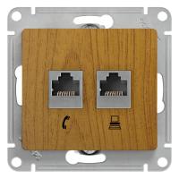 SE Glossa Дерево Дуб Розетка 2-я RJ11+RJ45, кат.5E