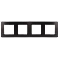ЭРА Рамка для розеток и выключателей Серия 12 12-5104-06 на 4 поста, Сатин, чёрный