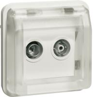 Berker W.1 Полярно-белый Розетка антенная, 2 отверстия, скрытый монтаж, IP55