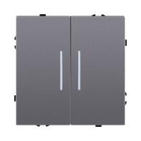 Выключатель 2-клавишный проходной 10А/250В с LED подсветкой, серый Kollinger Eclipse EC-011GY