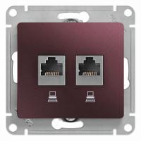 SE Glossa Баклажановый Розетка 2-ая компьютерная RJ45+RJ45, кат.5E