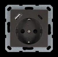 Jasmart G Мокко Розетка с/з со шторками 16A c USB A+C 25W