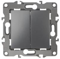 ЭРА 12-1106-12 Переключатель двойной, 10АХ-250В, IP20, 12, Графит